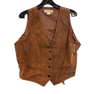 Vintage GreatLand Mens Brown Genuine Leather Western Vest Size L